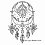 Gorgeous Moon and Stars Dream Catcher Coloring Pages for Adults 3