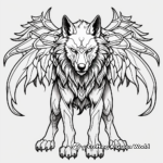 Gothic-Inspired Dark Wolf with Wings Coloring Pages 1