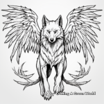 Gothic-Inspired Dark Wolf with Wings Coloring Pages 2