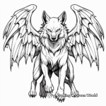Gothic-Inspired Dark Wolf with Wings Coloring Pages 3