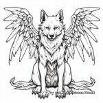 Gothic-Inspired Dark Wolf with Wings Coloring Pages 4