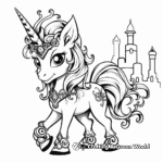 Gothic Unicorn Lying Under a Rainbow Coloring Pages 2