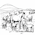 Grazing Herd of Horses Coloring Pages 1