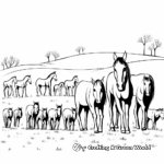 Grazing Herd of Horses Coloring Pages 2