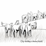 Grazing Herd of Horses Coloring Pages 4