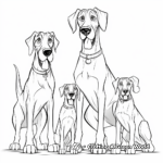 Great Dane Family Coloring Pages: Adult Danes and Puppies 3