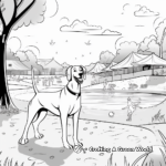 Great Dane in Nature Coloring Pages: Dog Park Scenes 1