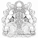 Greek Mythology: Kraken Versus God Poseidon Coloring Sheets 4