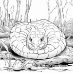 Green anaconda camouflage in the forest coloring pages 1