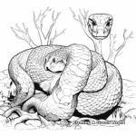 Green anaconda camouflage in the forest coloring pages 4