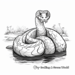 Green anaconda in the amazon jungle coloring pages 4