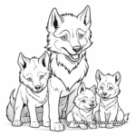 Grey Wolf Family Coloring Pages: Male, Female, and Pups 1