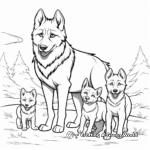Grey Wolf Family Coloring Pages: Male, Female, and Pups 2