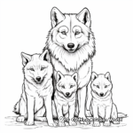 Grey Wolf Family Coloring Pages: Male, Female, and Pups 3