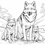 Grey Wolf Family Coloring Pages: Male, Female, and Pups 4
