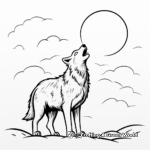 Grey Wolf Howling at the Moon Coloring Pages 1