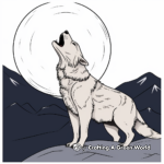 Grey Wolf Howling at the Moon Coloring Pages 2