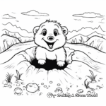 Groundhog Emerging From Burrow Coloring Pages 1