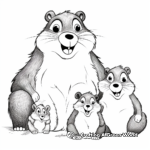 Groundhog Family: Baby Groundhogs and Parents Coloring Pages 3