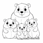 Groundhog Family: Baby Groundhogs and Parents Coloring Pages 4
