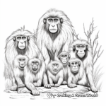 Group of Baboons: Troop Coloring Pages 2