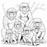 Group of Baboons: Troop Coloring Pages 3