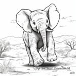 Growling Baby Elephant: Action Scene Coloring Pages 1