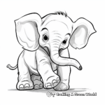 Growling Baby Elephant: Action Scene Coloring Pages 3
