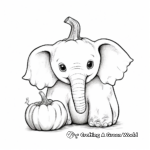 Halloween Baby Elephant with Pumpkin Coloring Pages 2