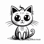 Halloween Black and White Cat Coloring Page 3