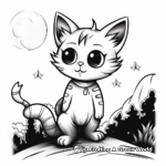 Halloween Cat in Moonlight Coloring Pages 2
