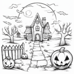 Halloween Night Scene Coloring Pages for Kids 4