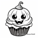 Halloween-Themed Cupcake Coloring Pages 1