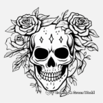 Halloween Themed Rose Skull Coloring Pages 1