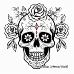 Halloween Themed Rose Skull Coloring Pages 2