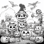 Halloween Trick-or-Treat Scene Coloring Pages 4