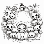 Halloween Wreath Coloring Pages with Pumpkins and Spiders 1