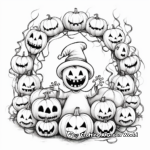 Halloween Wreath Coloring Pages with Pumpkins and Spiders 3