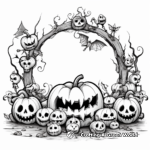 Halloween Wreath Coloring Pages with Pumpkins and Spiders 4