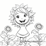 Happiness-Themed Radiant Sunflower Positive Affirmation Coloring Pages 1
