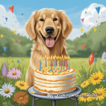 Happy Birthday Golden Retrievers Coloring Pages 1