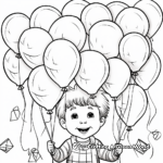 Happy New Year Balloons and Streamers Coloring Pages 1