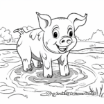 Happy Pig in Puddle of Mud Coloring Pages 1
