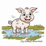 Happy Pig in Puddle of Mud Coloring Pages 4