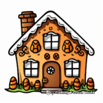 Haunted Halloween Gingerbread House Coloring Pages 2
