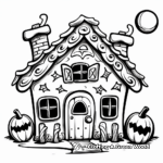 Haunted Halloween Gingerbread House Coloring Pages 4