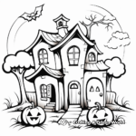 Haunted House in the Woods: Forest Scene Coloring Pages 1