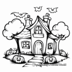 Haunted House in the Woods: Forest Scene Coloring Pages 2
