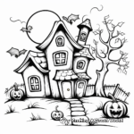Haunted House in the Woods: Forest Scene Coloring Pages 3