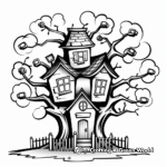 Haunted Tree House Coloring Pages for Kids 4